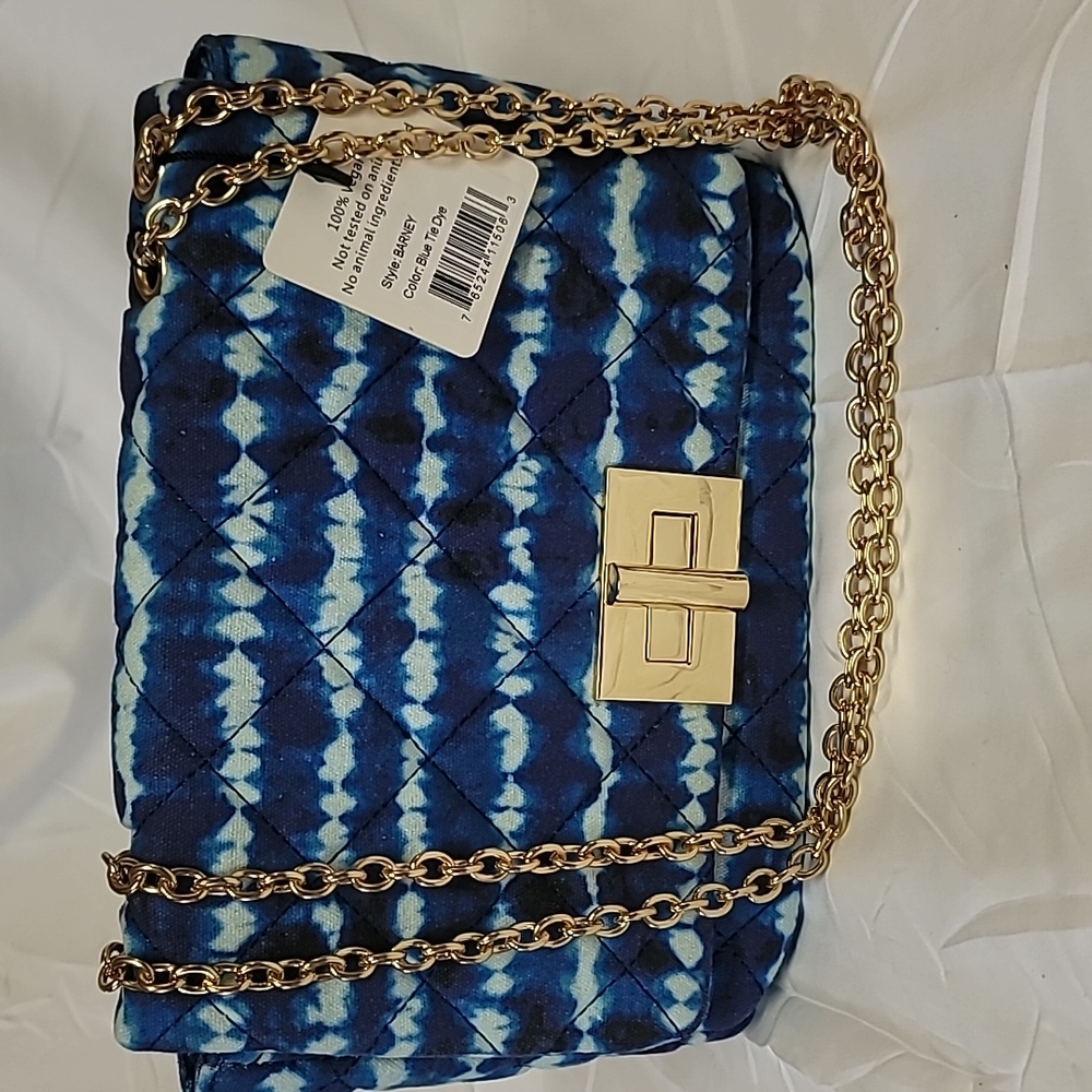 JELAVU TYE DYED BLUE SHOULDER PURSE WITH GOLD CHAIN